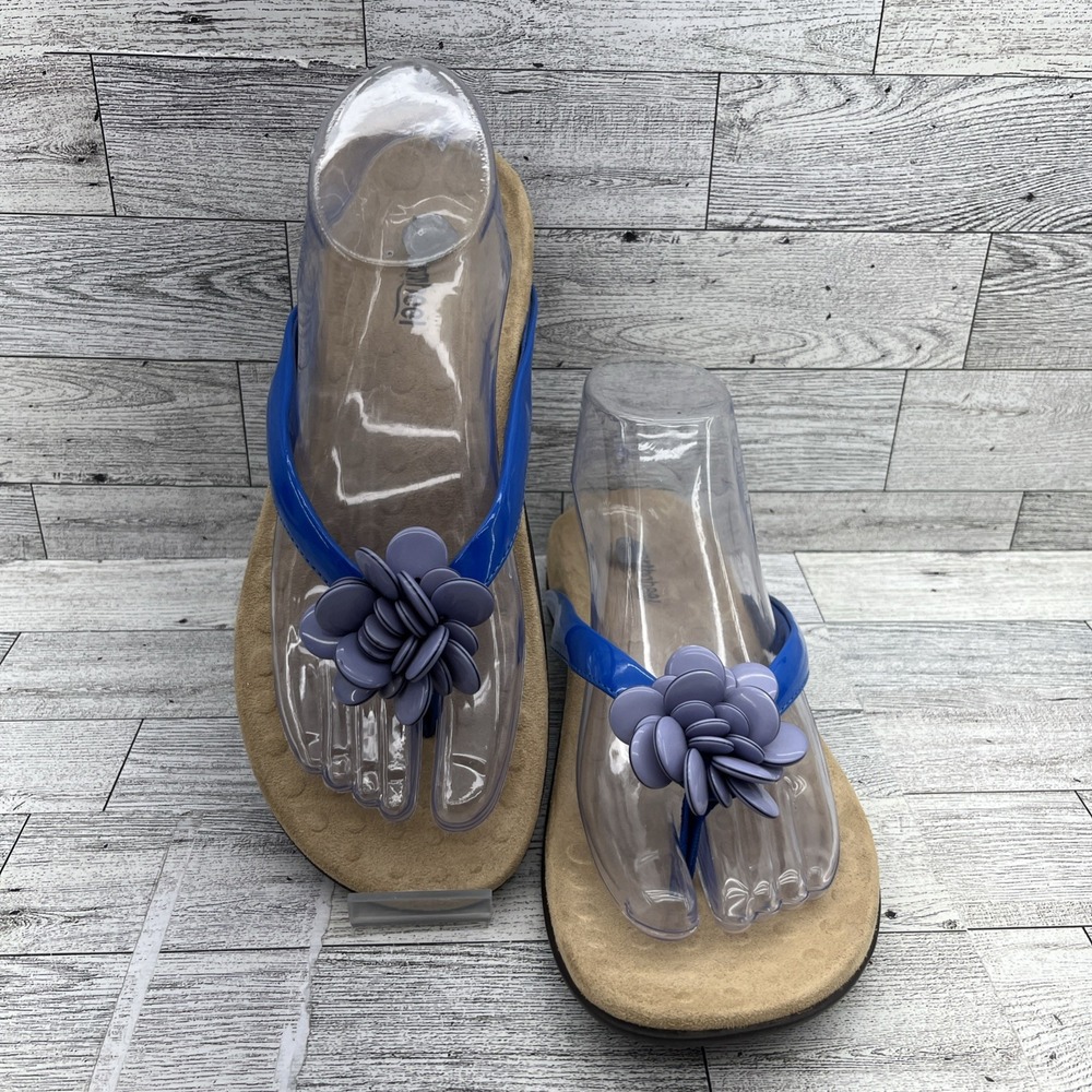 Orthaheel Fleur Blue Lavender Flower Flip Flop Sandals Women Size 8